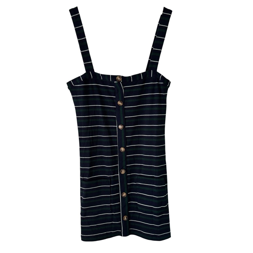 Striped Button Down Dress Sleeveless Mini Casual Summer Sun Dress Size M‎